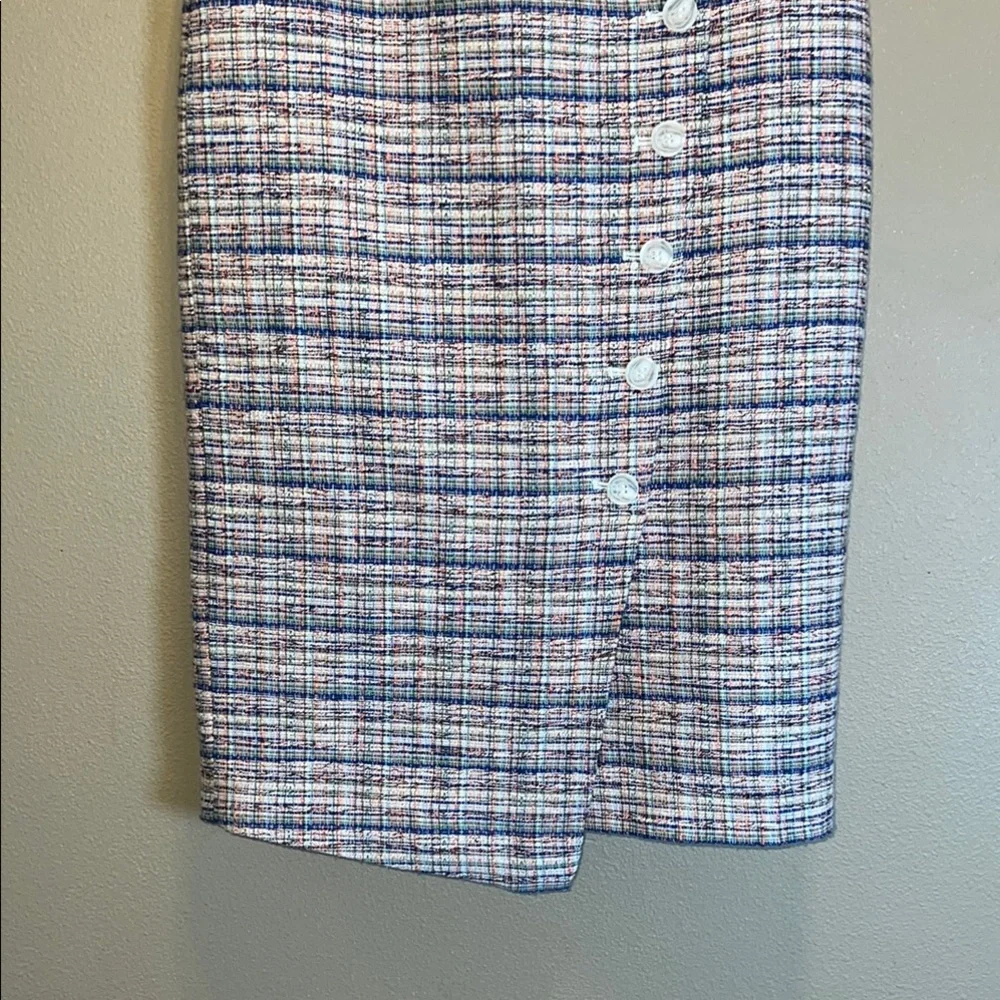 Halogen Women’s Pencil Midi Skirt in White and Blue SZ 0 - Picture 4 of 9